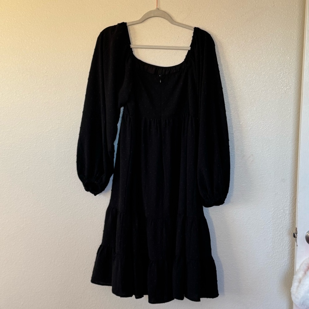 Hyfve Black Puff Sleeve Midi Dress Square Neck On Off Shoulder M - Picture 4 of 11